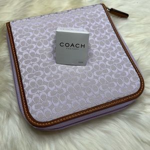 Coach Logo Purple Fabric CD holder